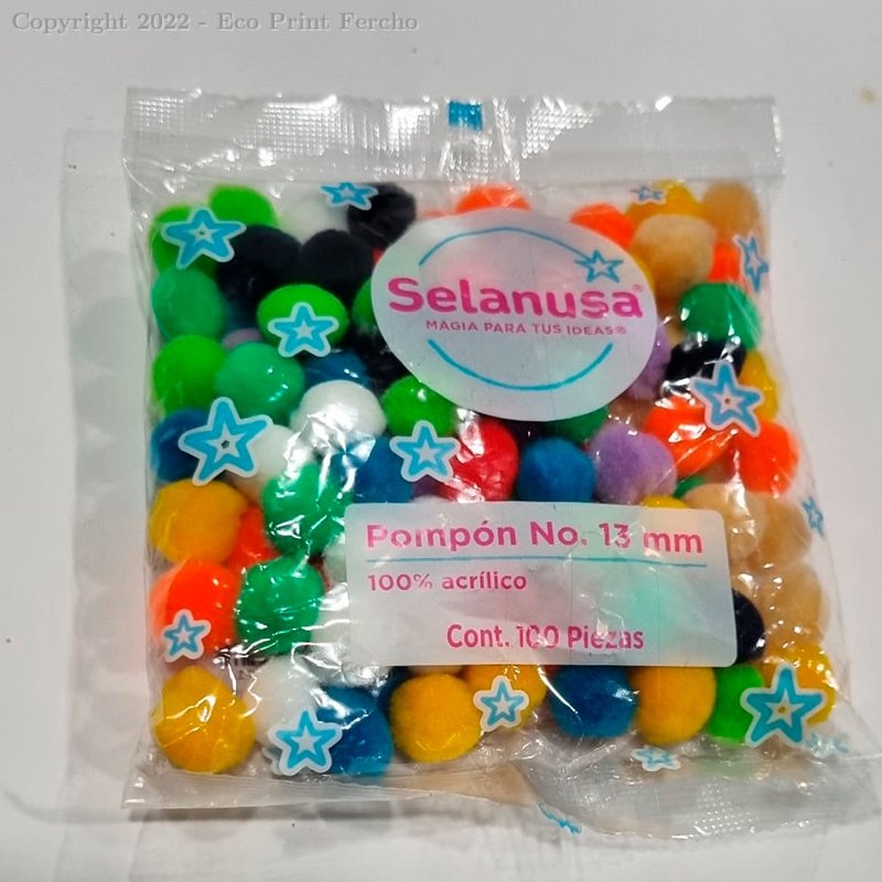 POMPOM 13mm Bolsa 100 pza