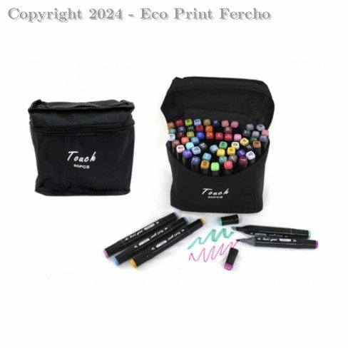 Estuche con 60 plumones marcadores doble punta