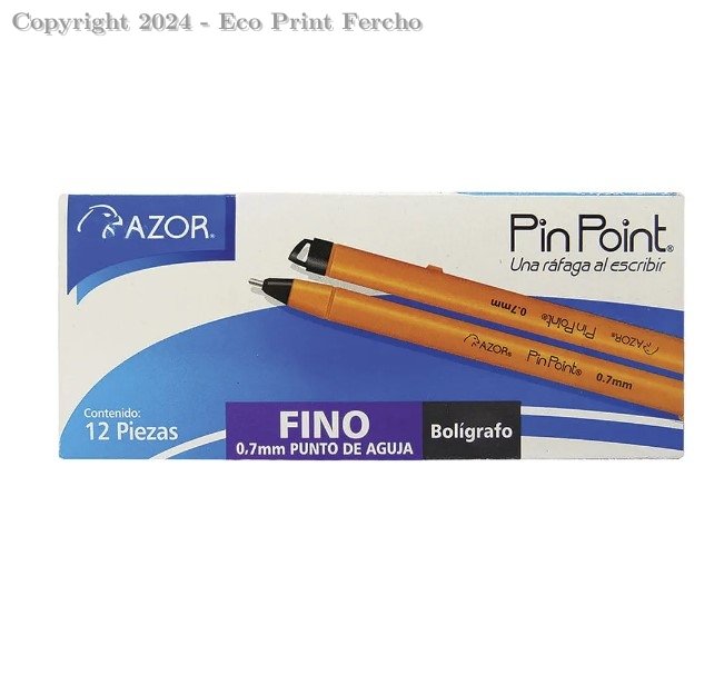 Bolígrafo Punto Fino Stick Negro con 12 Piezas Pin Point