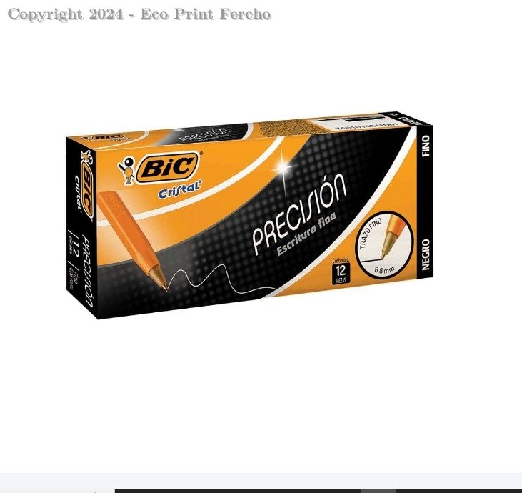 Bolígrafo Punto Fino Stick Negro Caja con 12 Piezas Bic