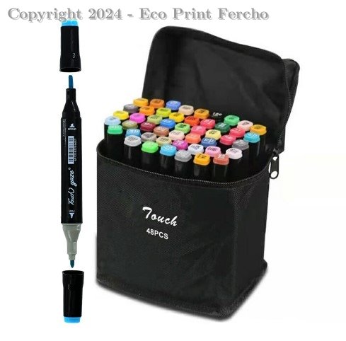 Estuche con 48 plumones marcadores doble punta