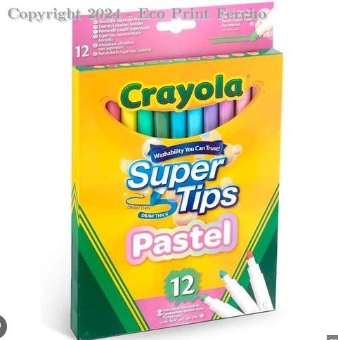 Plumones Lavables Crayola Super Tips Tonos Pastel C/12