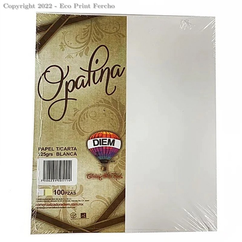 Opalina Delgada Tamaño Carta Blanco con 100 Hojas Facia