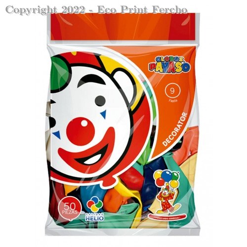 Globo para Fiesta Número 9 Colores Surtidos Bolsa con 50 Piezas Decorator