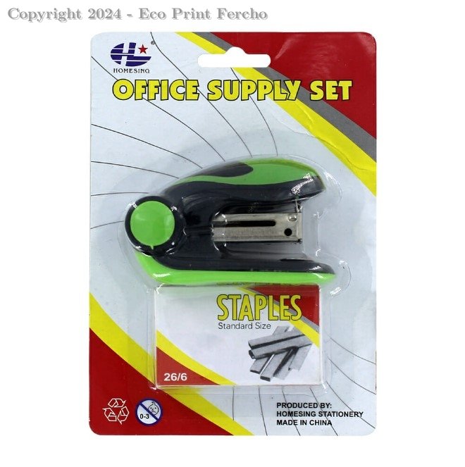 Paquete con mini engrapadora y caja de grapas 26/6