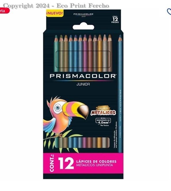 Colores Caja con 12 Piezas Largos Redondos 4 mm Metálicos Prismacolor