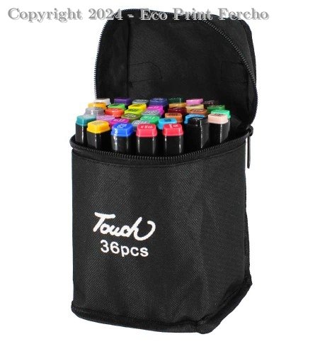 Estuche con 36 marcadores touch doble punta
