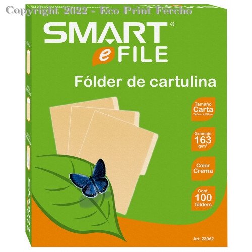 Folder de Cartulina Tamaño Carta Crema Caja con 100 Piezas