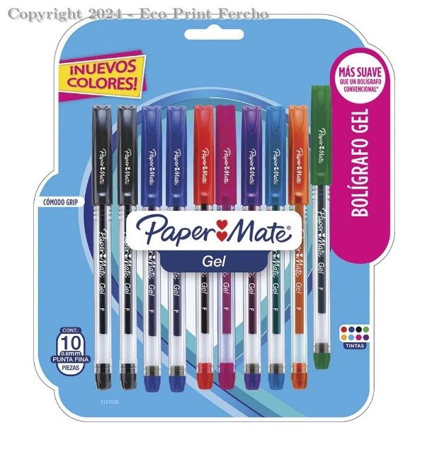 Gel Stick de 7 m Colores Surtidos Blister con 10 Piezas Paper Mate