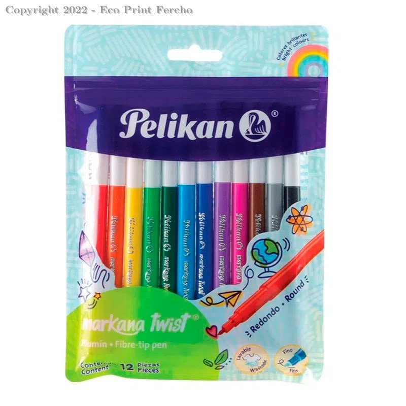 Marcador Para Colorear Delgado Estuche con 12 Piezas Markana Twist Pelikan
