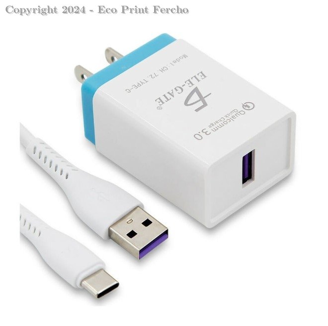 Combo cargador con entrada tipo c de carga rápida a 3a