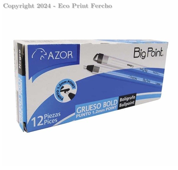 Bolígrafo Punto Grueso Negro Caja con 12 Piezas Big Point