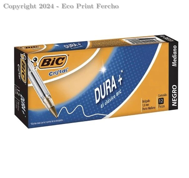 Bolígrafo Punto Mediano Stick Negro Caja con 12 Piezas Bic