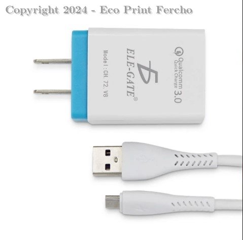 Combo cargador con entrada v8 de carga rápida a 3a