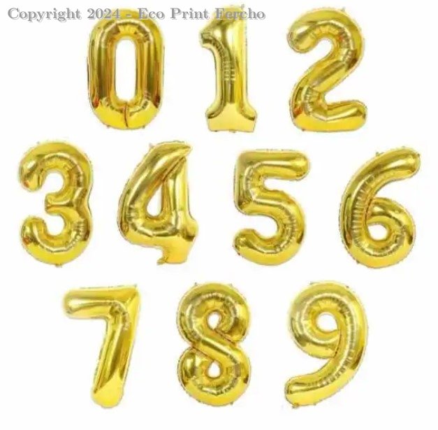 Globo metálico  en forma de número