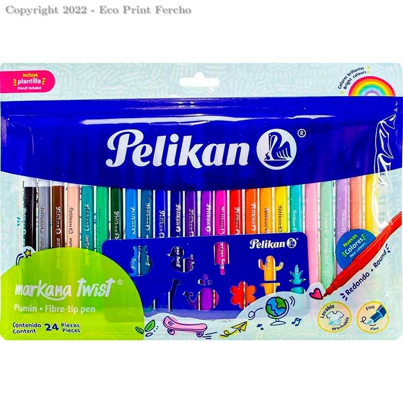 Marcador Para Colorear Delgado Estuche con 24 Piezas Markana Twist Pelikan
